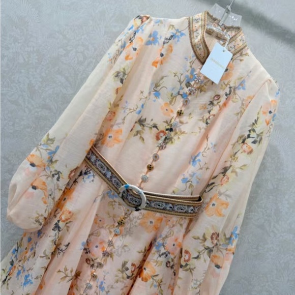 Zimmermann Floral Midi Dress - Cream and Blue - Picture 6 of 8